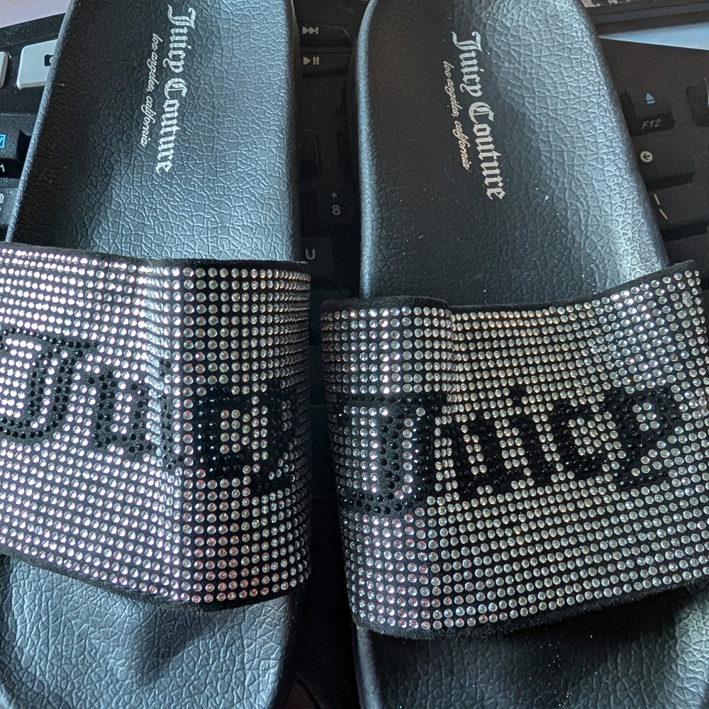 Juicy Couture Black and Silver Sandals